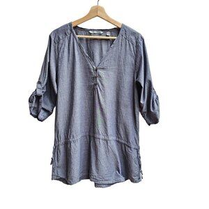 Horny Toad Organic Cotton Grey Tunic Blouse, Lightweight, 3/4 Sleeve, Size Large